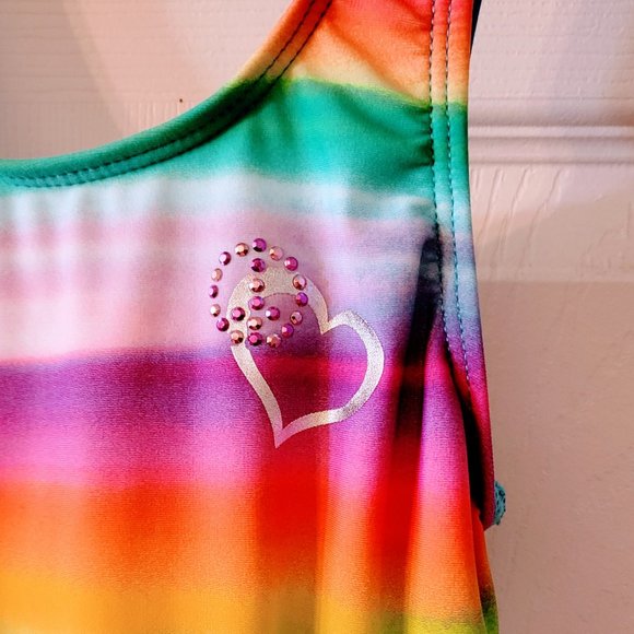 BNWT Sz 4 Gorgeous Bright-Colored Swimsuit 1-Piece w/Rhinestone Heart- SO PRETTY - Picture 5 of 10